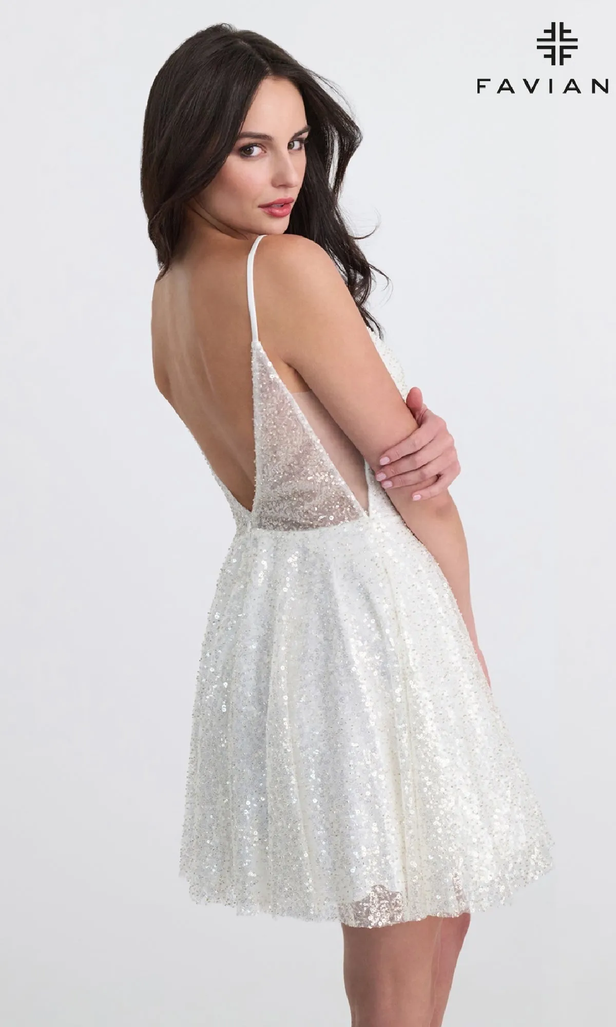 Short A-Line Sequin Hoco Dress: Faviana 11319 sold by PromGirl product image thumbnail 3