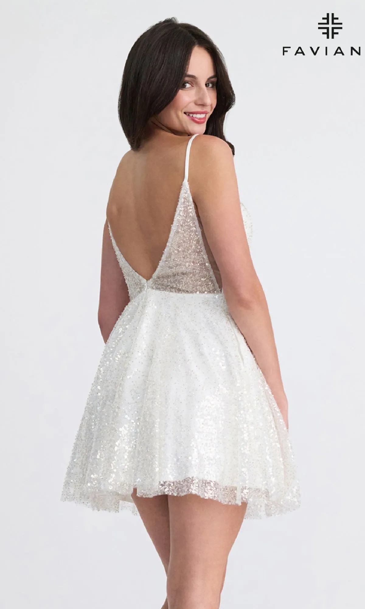 Short A-Line Sequin Hoco Dress: Faviana 11319 sold by PromGirl product image thumbnail 2