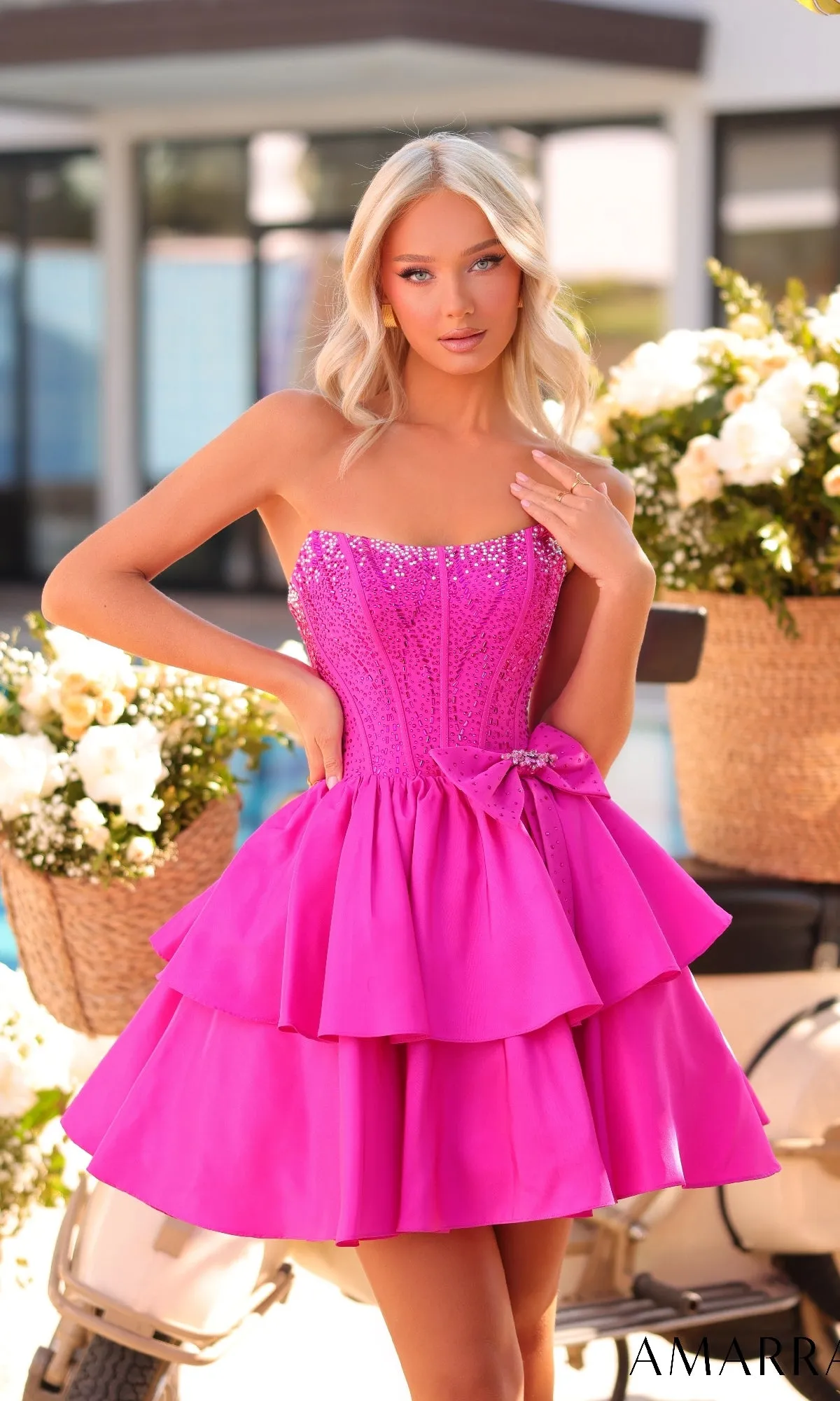 Strapless Short Ruffled Hoco Dress: Amarra 88912 sold by PromGirl