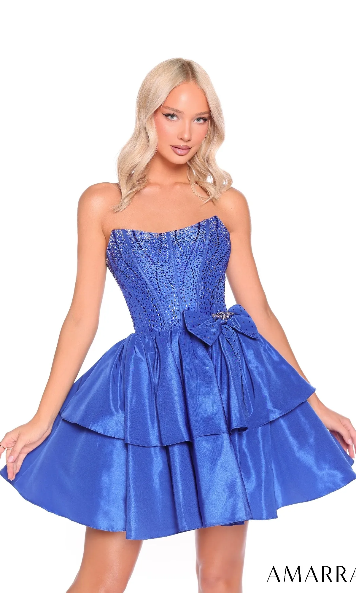 Strapless Short Ruffled Hoco Dress: Amarra 88912 sold by PromGirl product image thumbnail 3