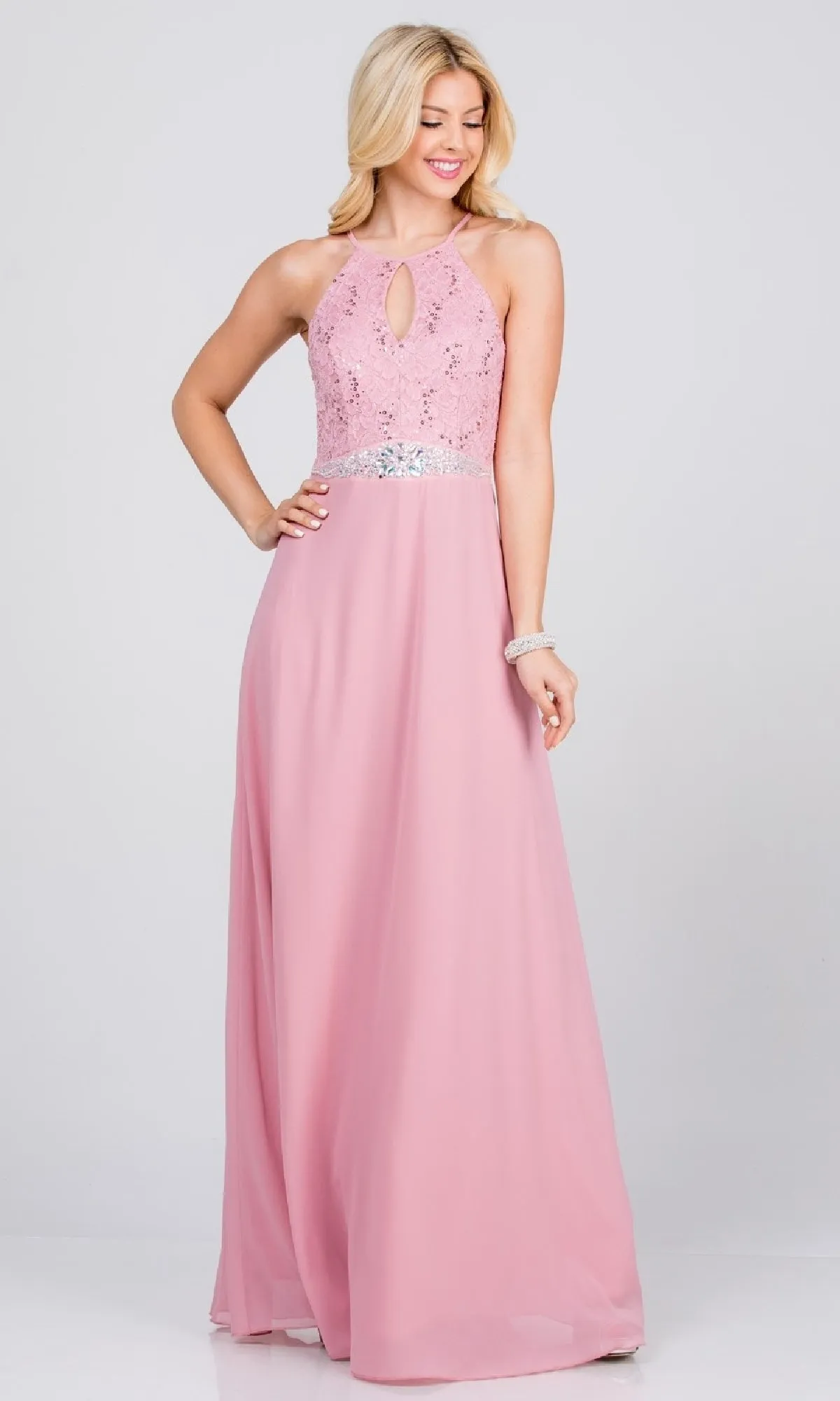 Long Lace-Bodice A-Line Formal Dress 25485 sold by PromGirl product image thumbnail 3