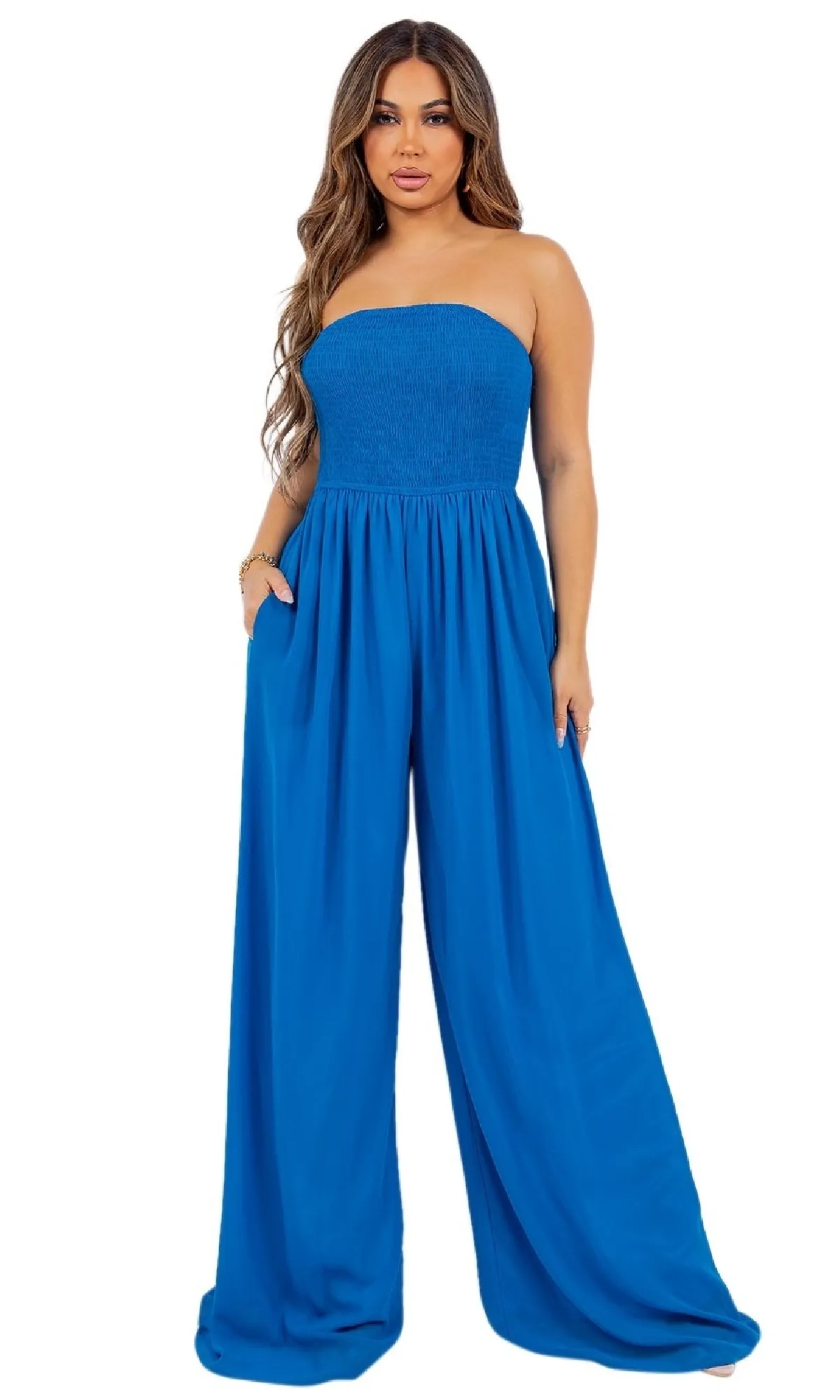 Strapless Casual Wide-Leg Jumpsuit sold by PromGirl product image thumbnail 3