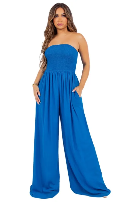 Strapless Casual Wide-Leg Jumpsuit sold by PromGirl