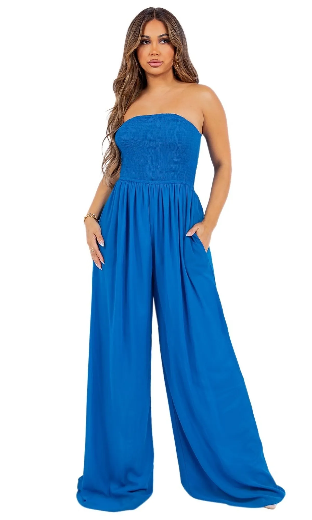 Strapless Casual Wide-Leg Jumpsuit sold by PromGirl