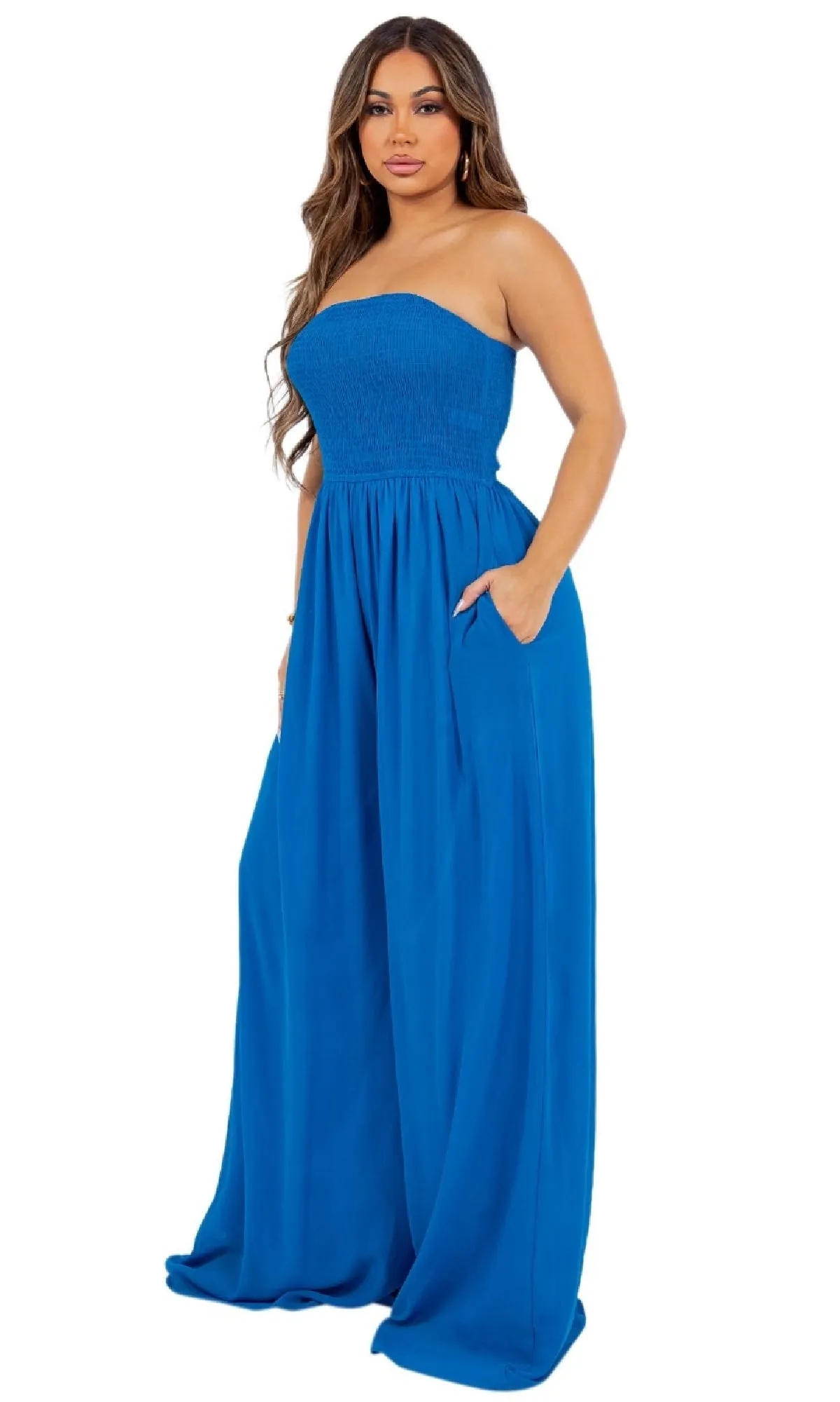 Strapless Casual Wide-Leg Jumpsuit sold by PromGirl product image thumbnail 5