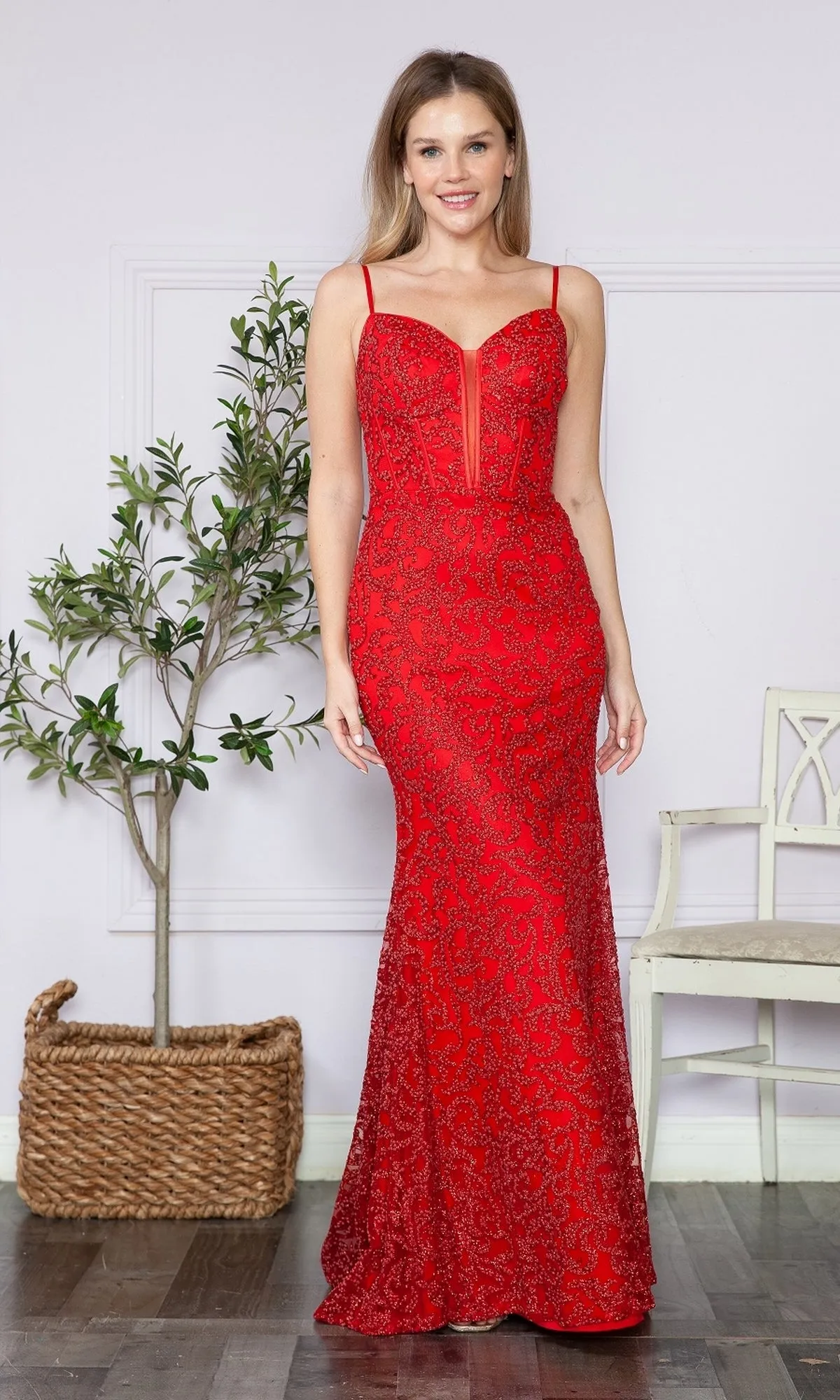 Glitter-Lace Long Corset Prom Dress 9354 sold by PromGirl product image thumbnail 4