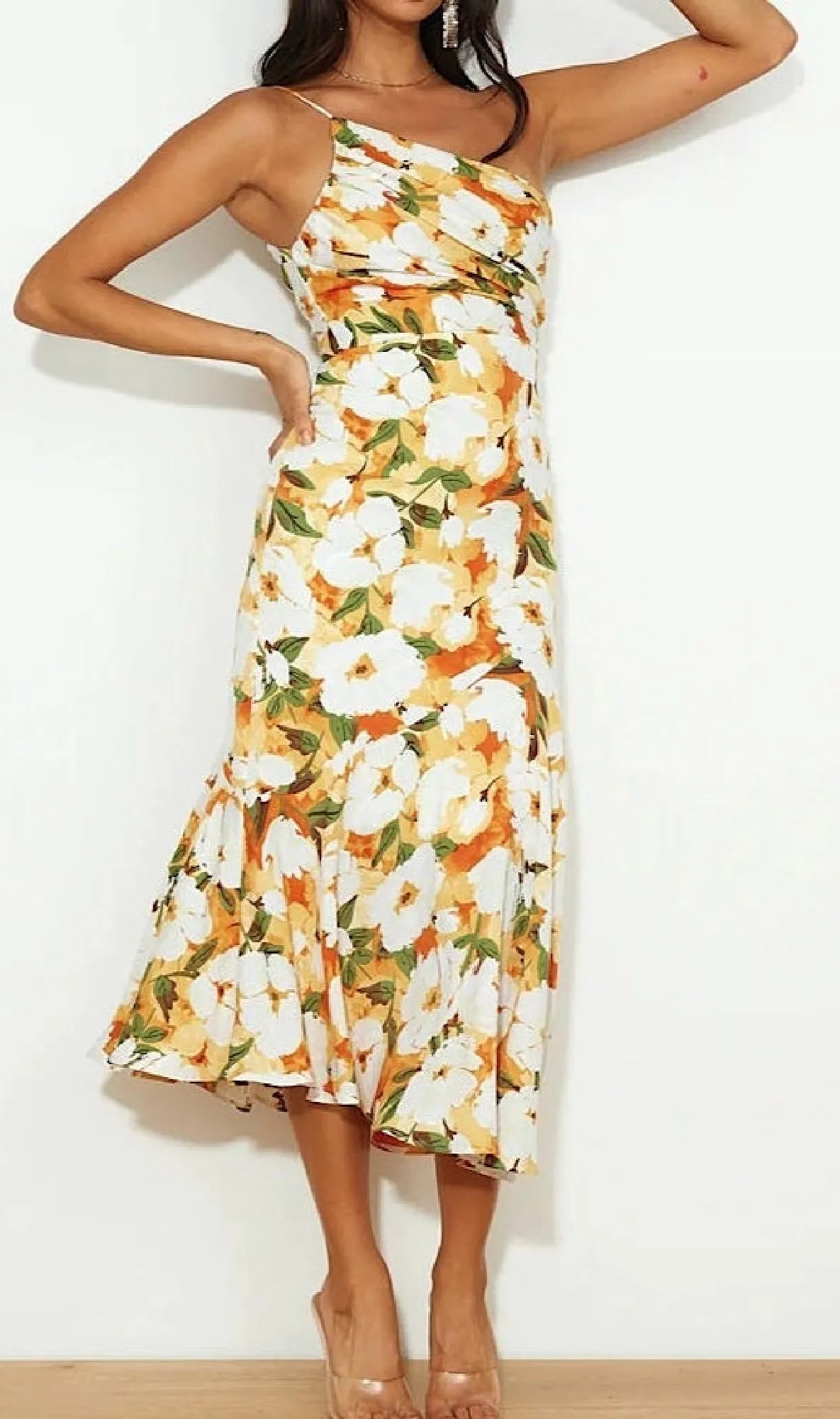 One-Shoulder Casual Floral Print Midi Dress sold by PromGirl product image thumbnail 2