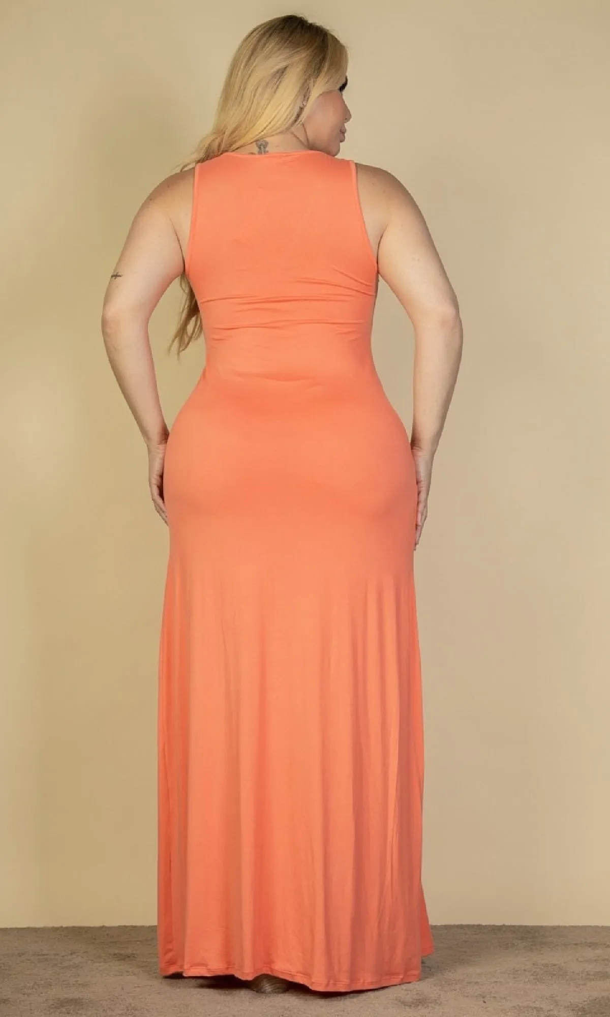 Sleeveless Double-Slit Casual Plus-Size Maxi Dress sold by PromGirl product image thumbnail 2