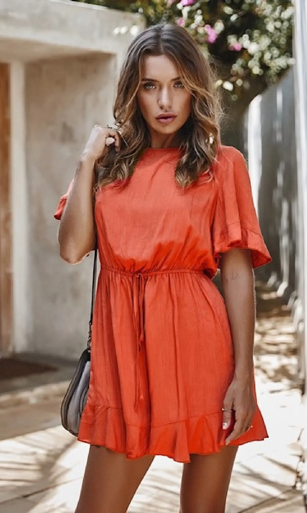 Short Sleeve Drawstring-Waist Casual Short Romper sold by PromGirl product image thumbnail 3