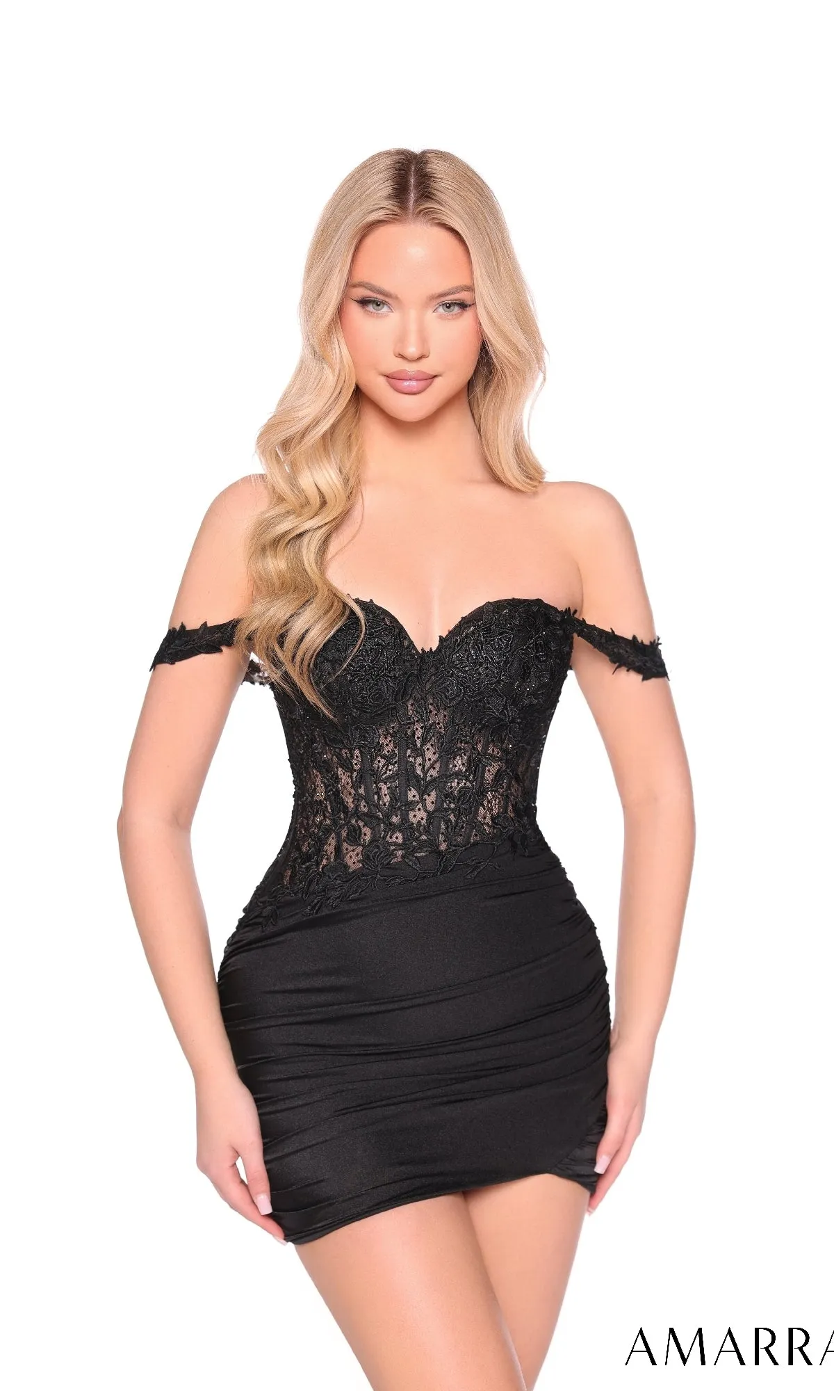 Lace-Corset Short Homecoming Dress: Amarra 88957 sold by PromGirl product image thumbnail 4
