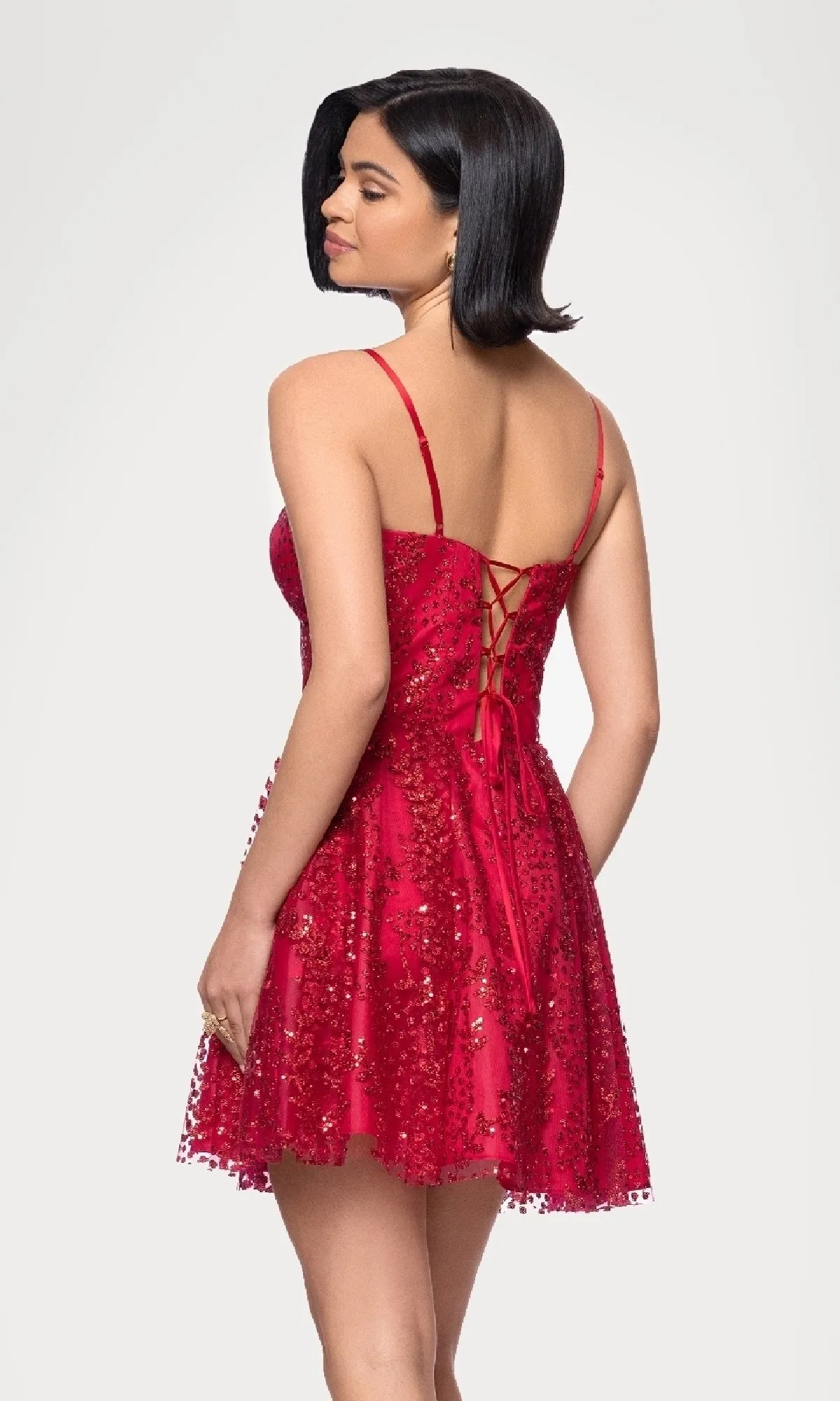 Short Red Glitter Hoco Dress: Blondie Nites 4279BN sold by PromGirl product image thumbnail 2