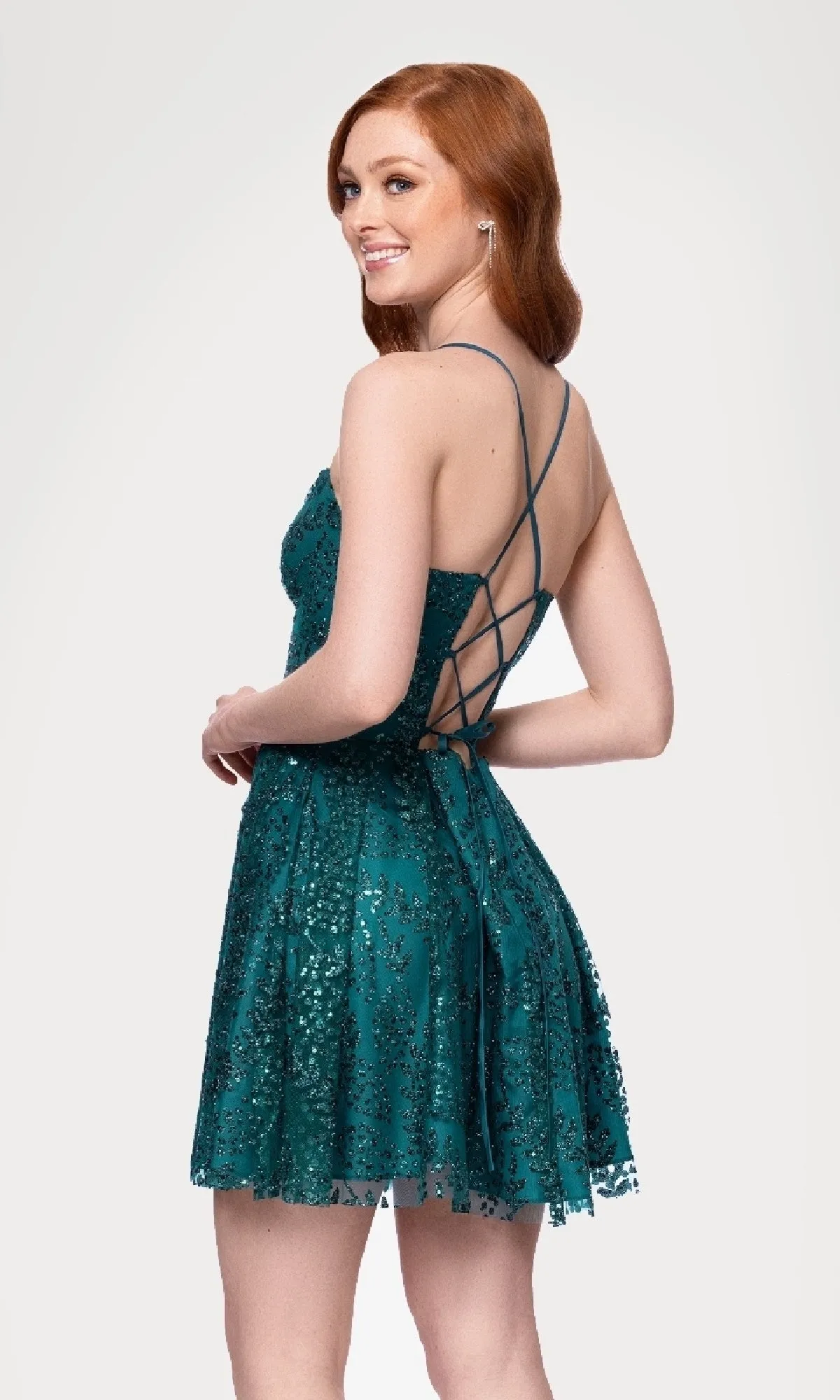 Short Teal Glitter Hoco Dress: Blondie Nites 4159BN sold by PromGirl product image thumbnail 2