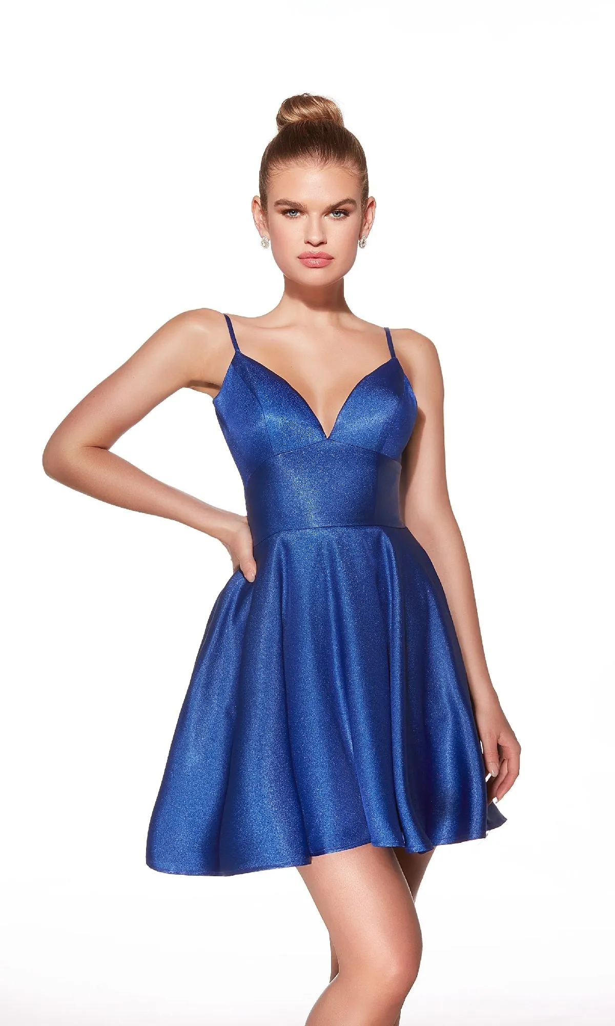 Strappy-Back Short A-Line Hoco Dress: Alyce 30062 sold by PromGirl product image thumbnail 3
