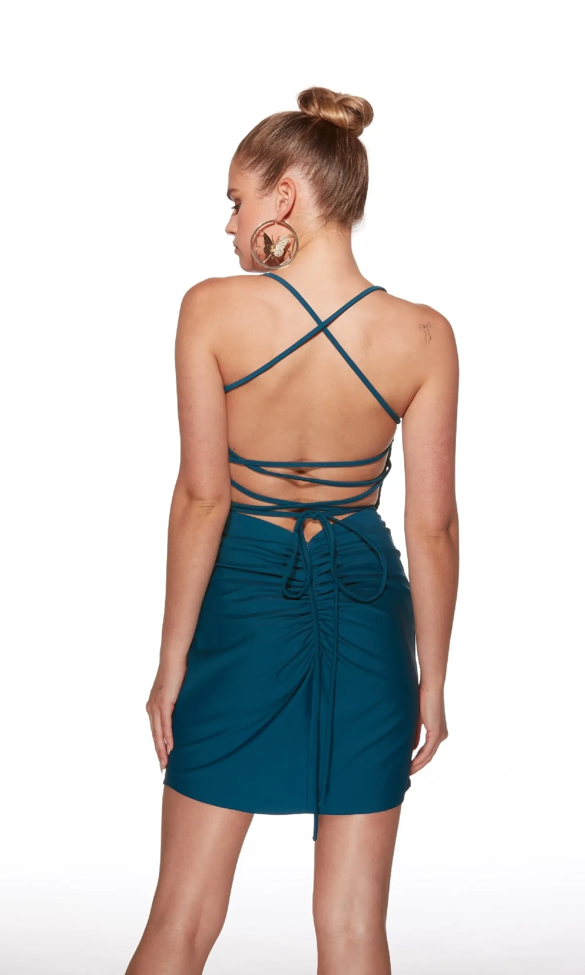 Strappy Open-Back Short Hoco Dress: Alyce 40021 sold by PromGirl product image thumbnail 2