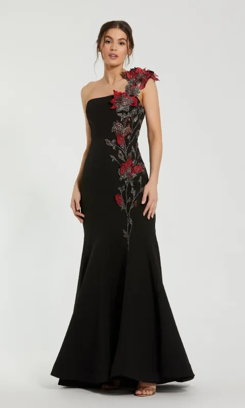 One-Shoulder Black Formal Dress: Mac Duggal 11779 sold by PromGirl