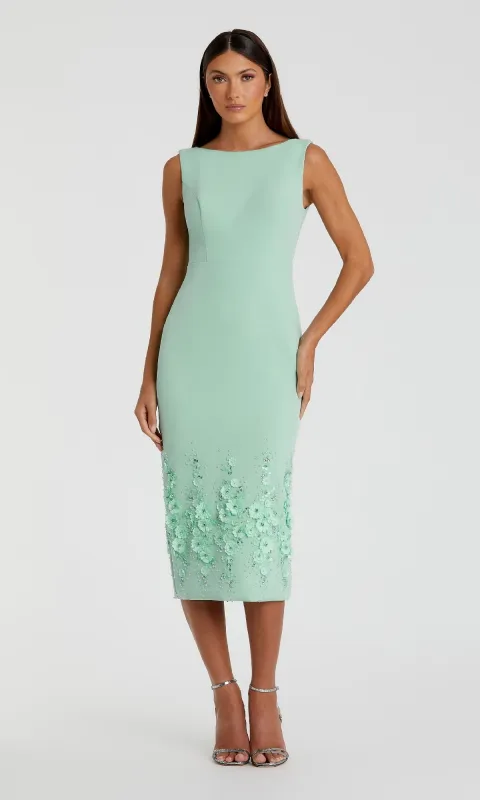 Midi Sheath Wedding Guest Dress: Mac Duggal 11853 sold by PromGirl