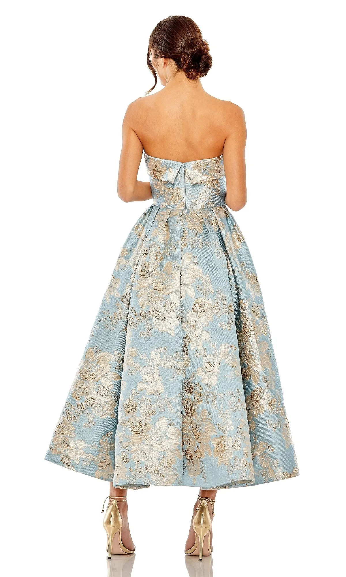 Blue Brocade Wedding Guest Dress: Mac Duggal 20726 sold by PromGirl product image thumbnail 2