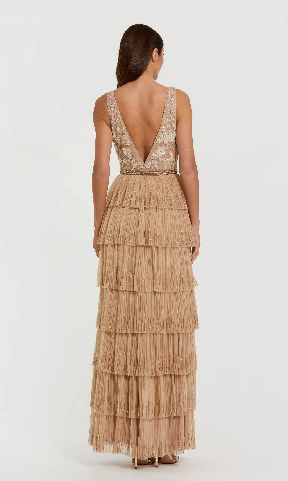Ruffled Long Nude Formal Dress: Mac Duggal 24061 sold by PromGirl product image thumbnail 2