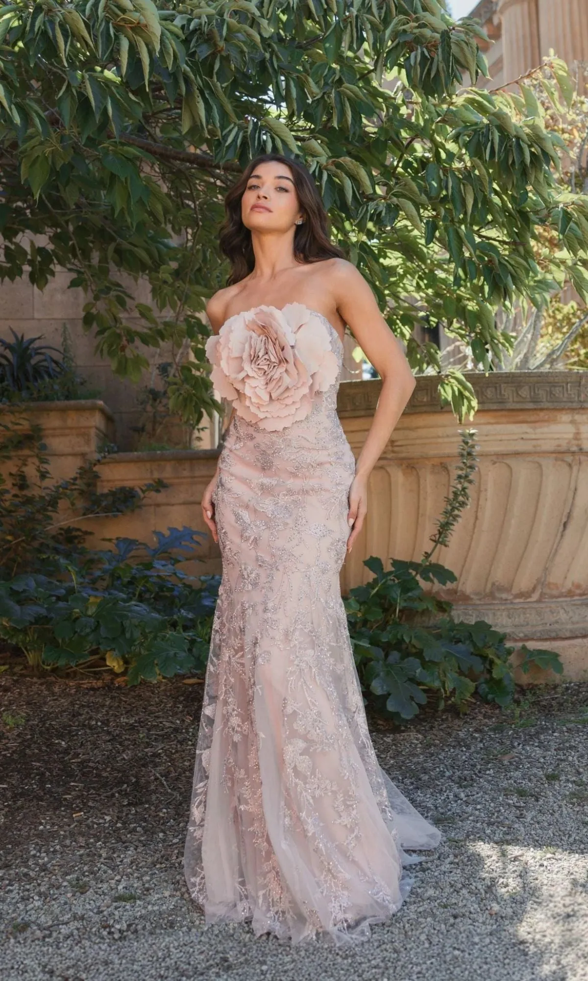 Strapless Long Floral Prom Dress: Mac Duggal 21036 sold by PromGirl