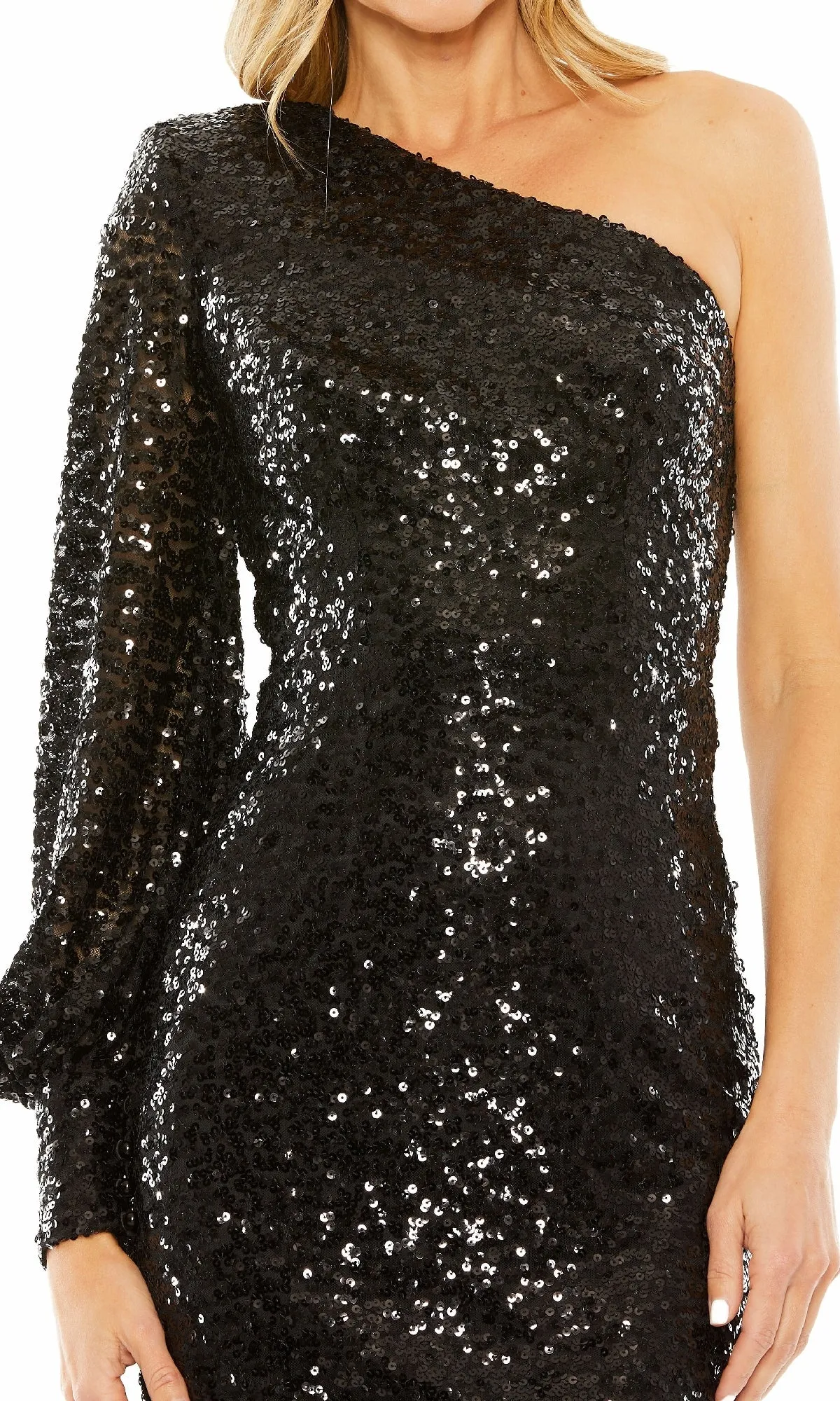 One-Sleeve Sequin Hoco Dress: Mac Duggal 27375 sold by PromGirl product image thumbnail 3