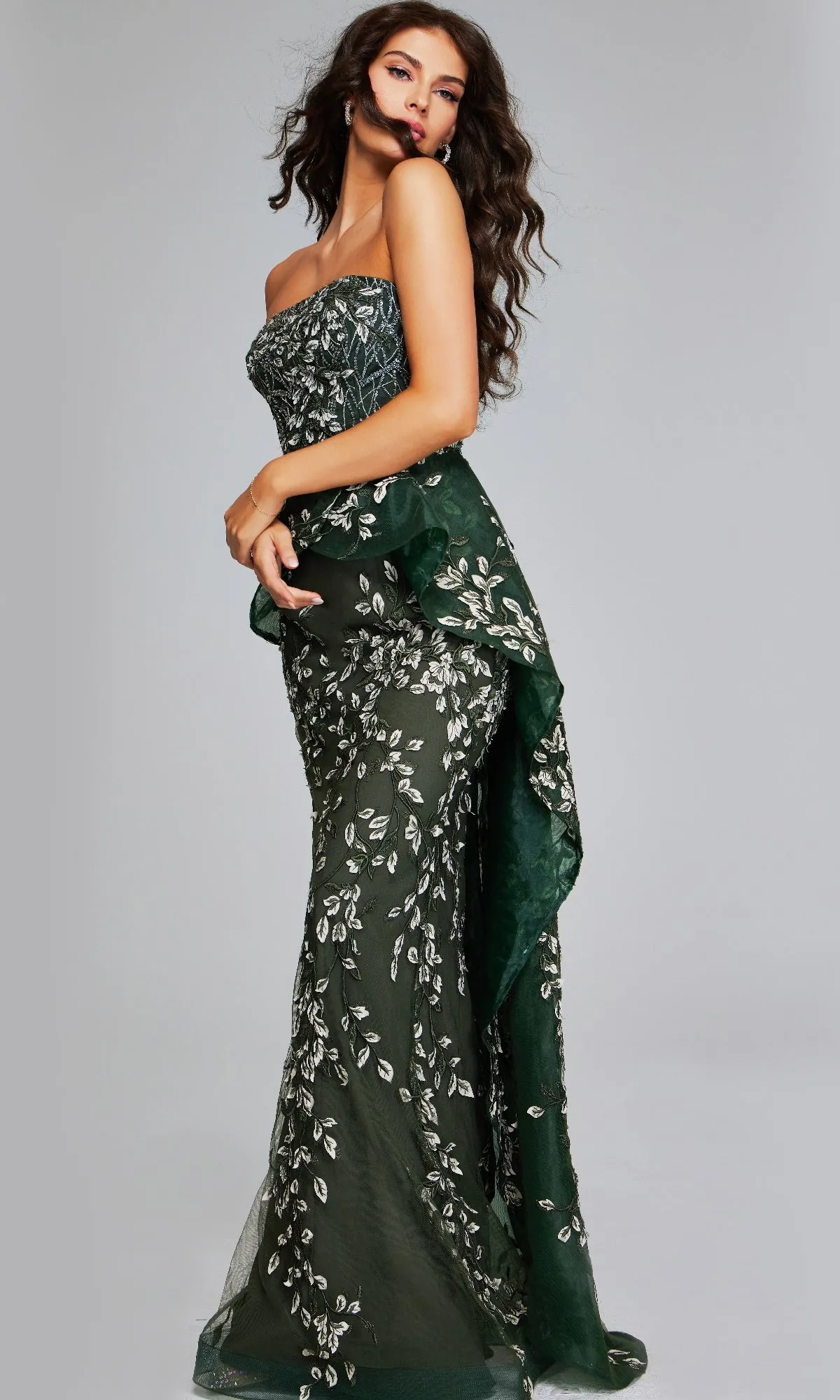 Long Dark Green Formal Dress: Jovani 37599 sold by PromGirl