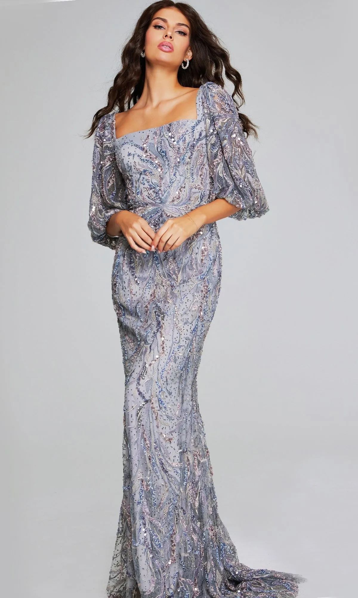 Long Grey Formal Dress: Jovani 38110 sold by PromGirl