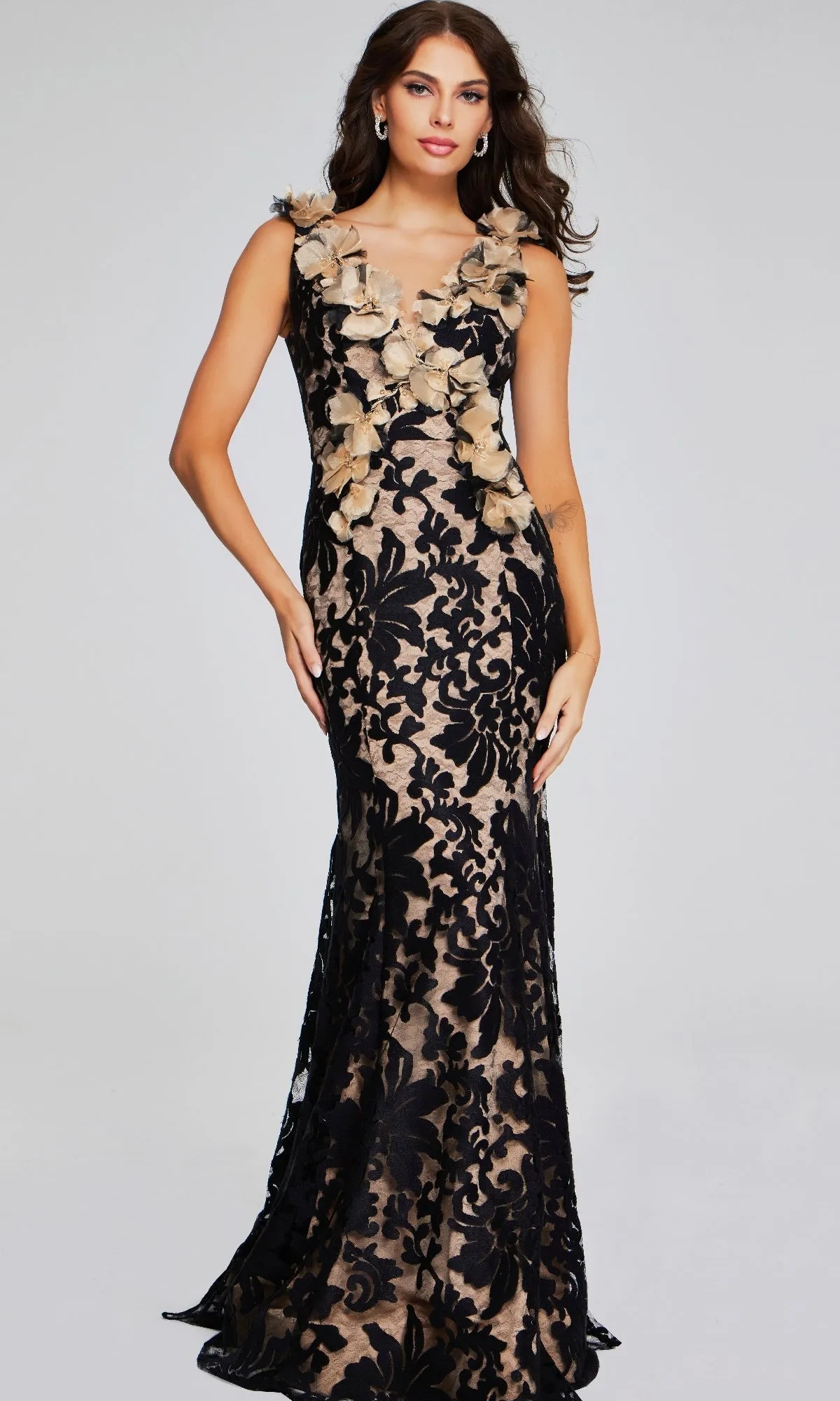 Long Black & Nude Formal Dress: Jovani 38497 sold by PromGirl product image thumbnail 4