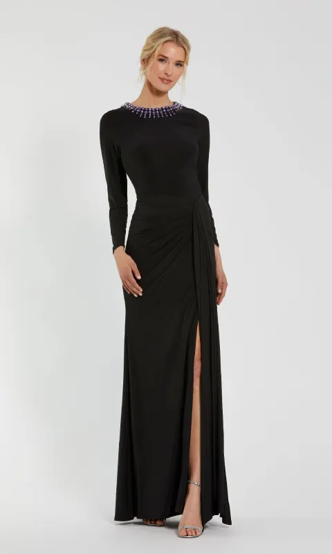 Bead-Neckline Long Formal Dress: Mac Duggal 44069 sold by PromGirl