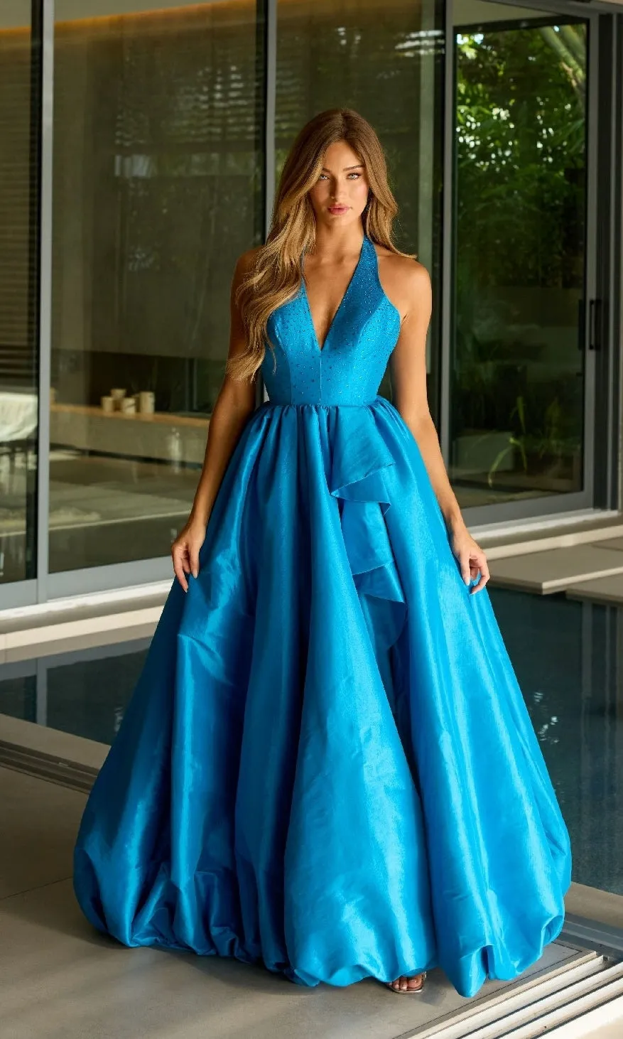 Halter Long Balloon Prom Dress: Ava Presley 47146 sold by PromGirl