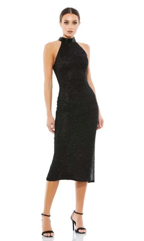 High-Neck Black Midi Party Dress: Mac Duggal 5531 sold by PromGirl