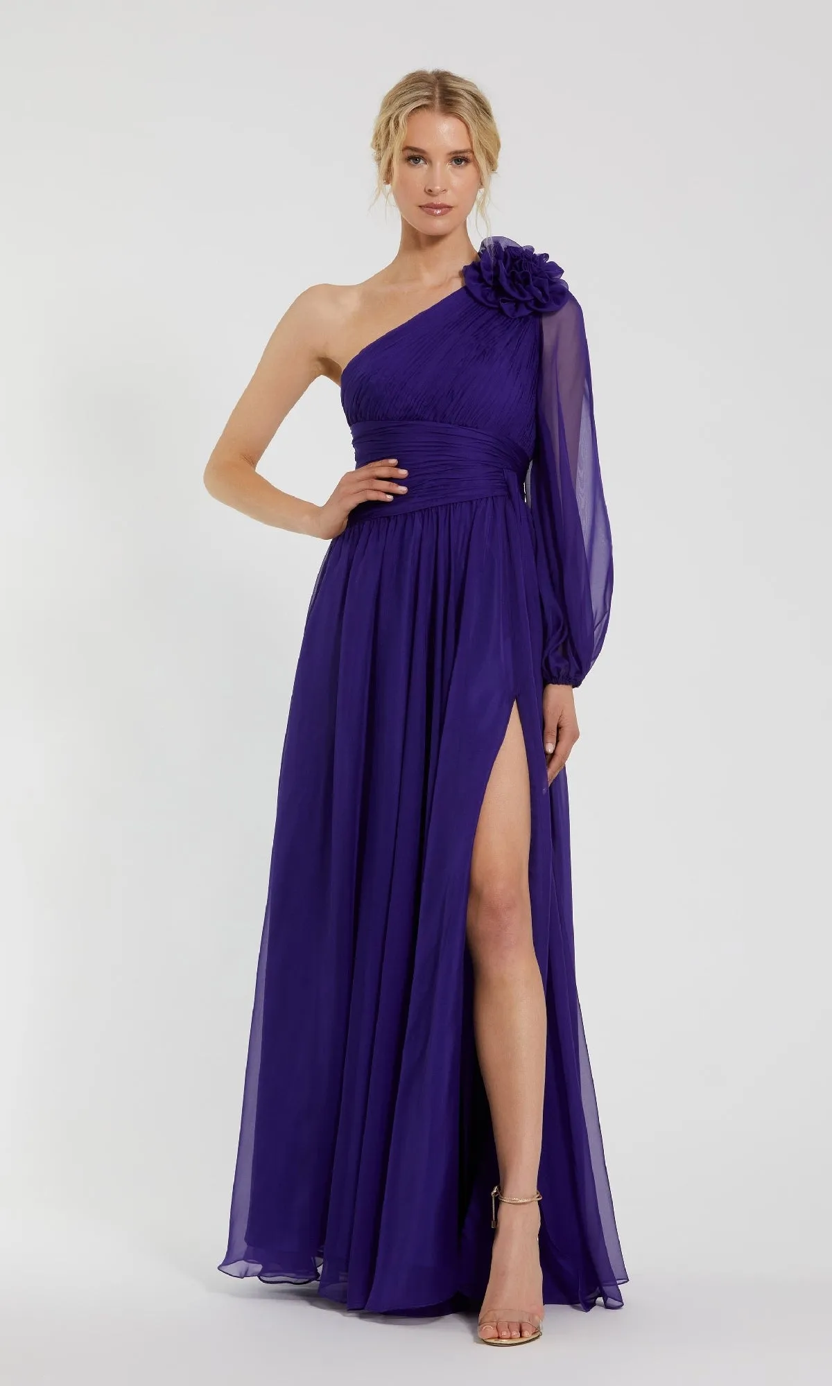 One-Shoulder Purple Formal Dress: Mac Duggal 56073 sold by PromGirl