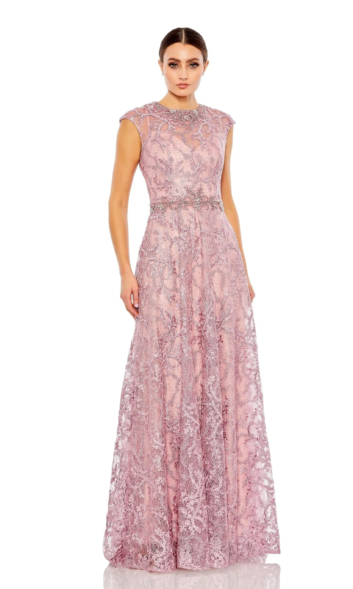 Long Beaded-Lace Formal Dress: Mac Duggal 79430 sold by PromGirl