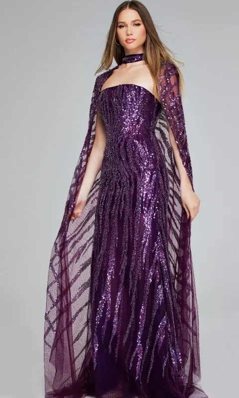 Purple Sequin Pageant Dress: Jovani 39046 sold by PromGirl