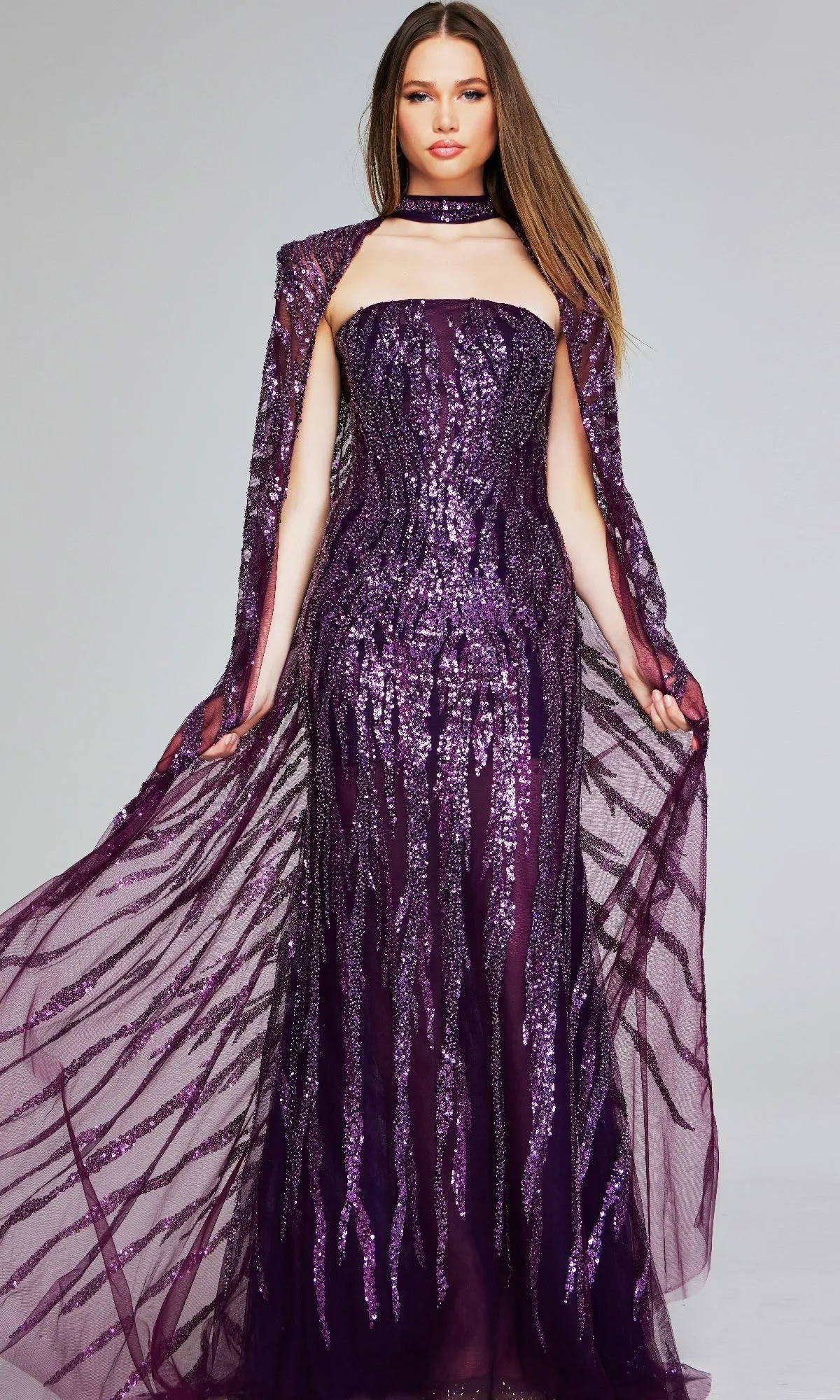 Purple Sequin Pageant Dress: Jovani 39046 sold by PromGirl product image thumbnail 4