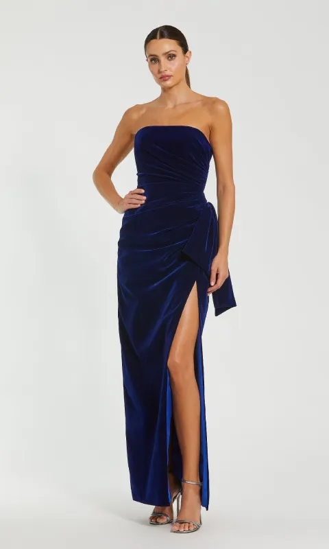 Strapless Velvet Formal Gown: Mac Duggal 55080 sold by PromGirl