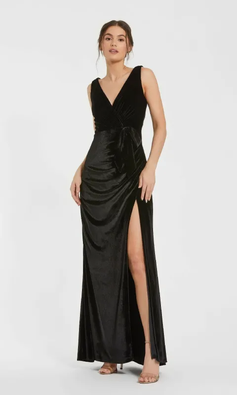 Long Black Velvet Formal Dress: Mac Duggal 56144 sold by PromGirl