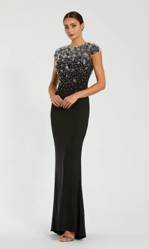 Cap Sleeve Black Formal Dress: Mac Duggal 44081 sold by PromGirl