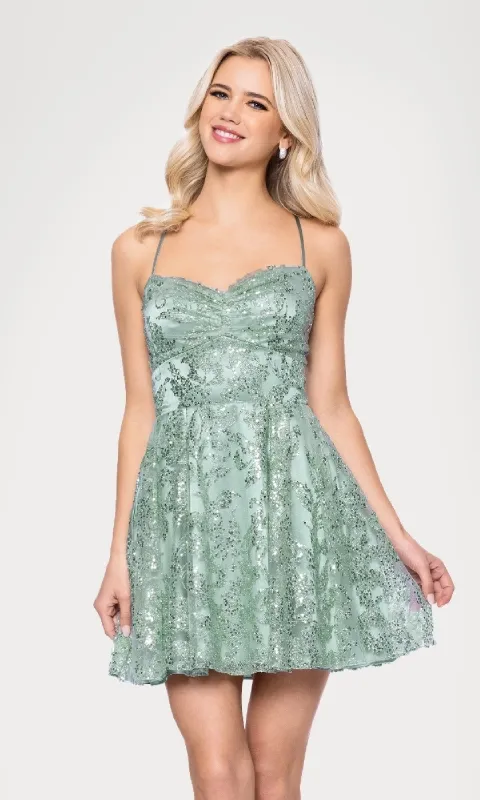 Mini Green Sequin Hoco Dress: Blondie Nites 5705BN sold by PromGirl