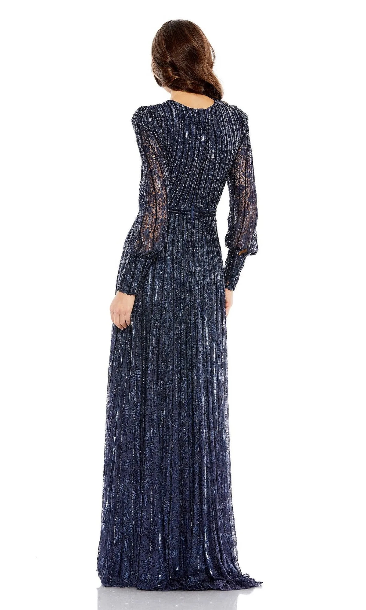 Mac Duggal Sequin-Stripe Lace Formal Dress 93679D sold by PromGirl product image thumbnail 5