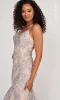 Colette Silver Lace Long Nude Mermaid Prom Dress sold by PromGirl
