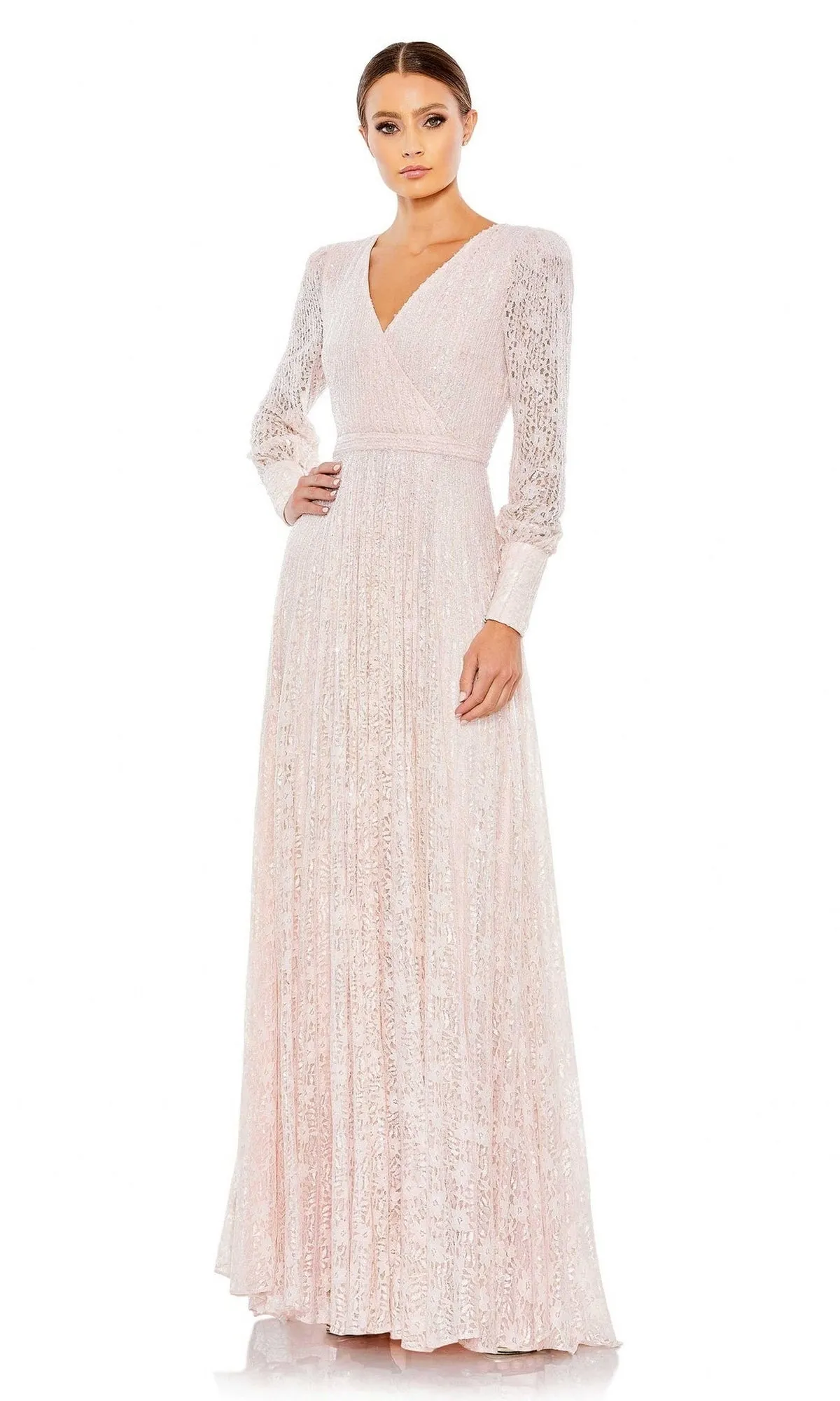 Mac Duggal Sequin-Stripe Lace Formal Dress 93679D sold by PromGirl product image thumbnail 4