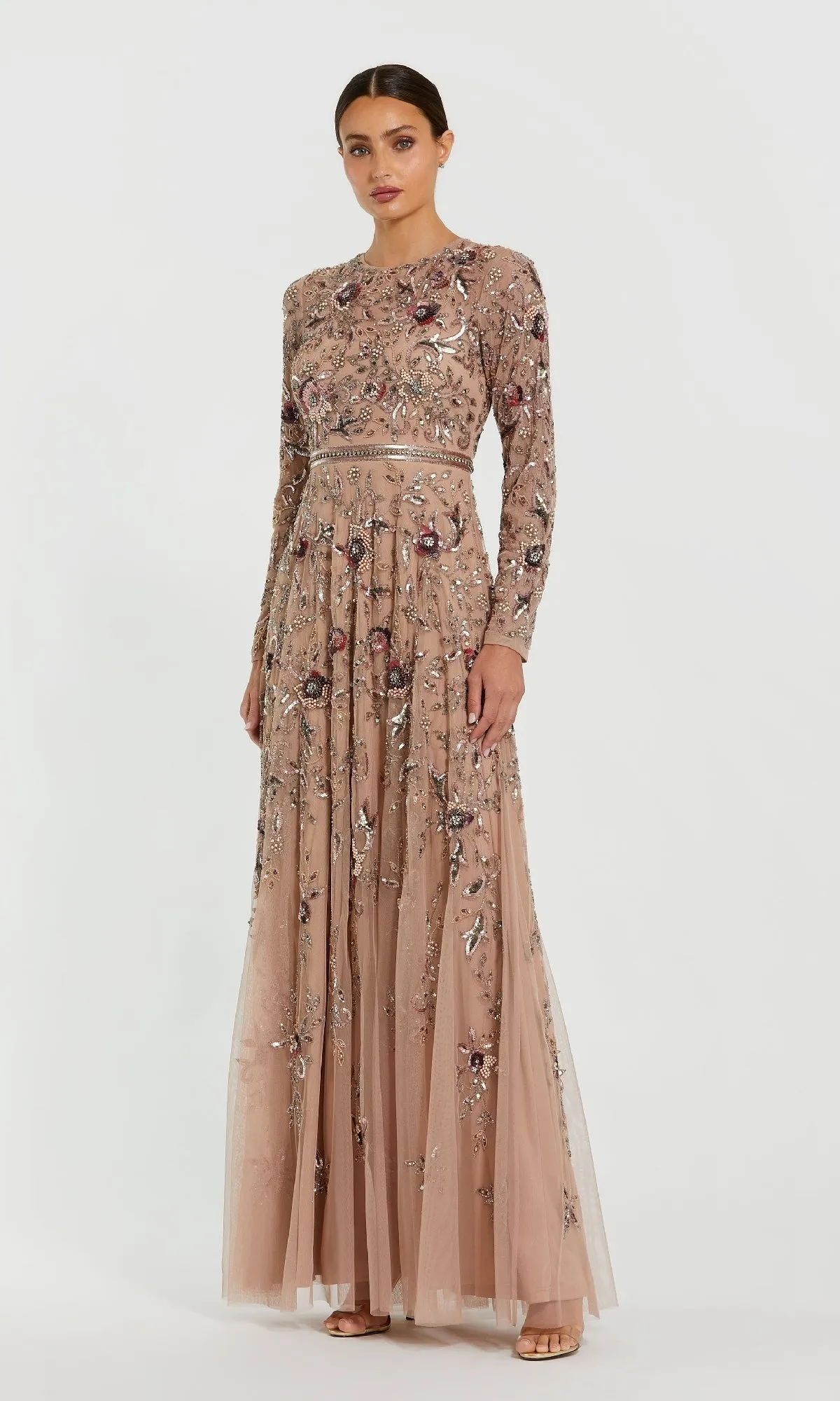 Long Sleeve Beaded Formal Dress: Mac Duggal 10093 sold by PromGirl