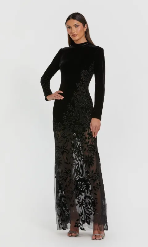 Long Black Velvet Formal Dress: Mac Duggal 20746 sold by PromGirl