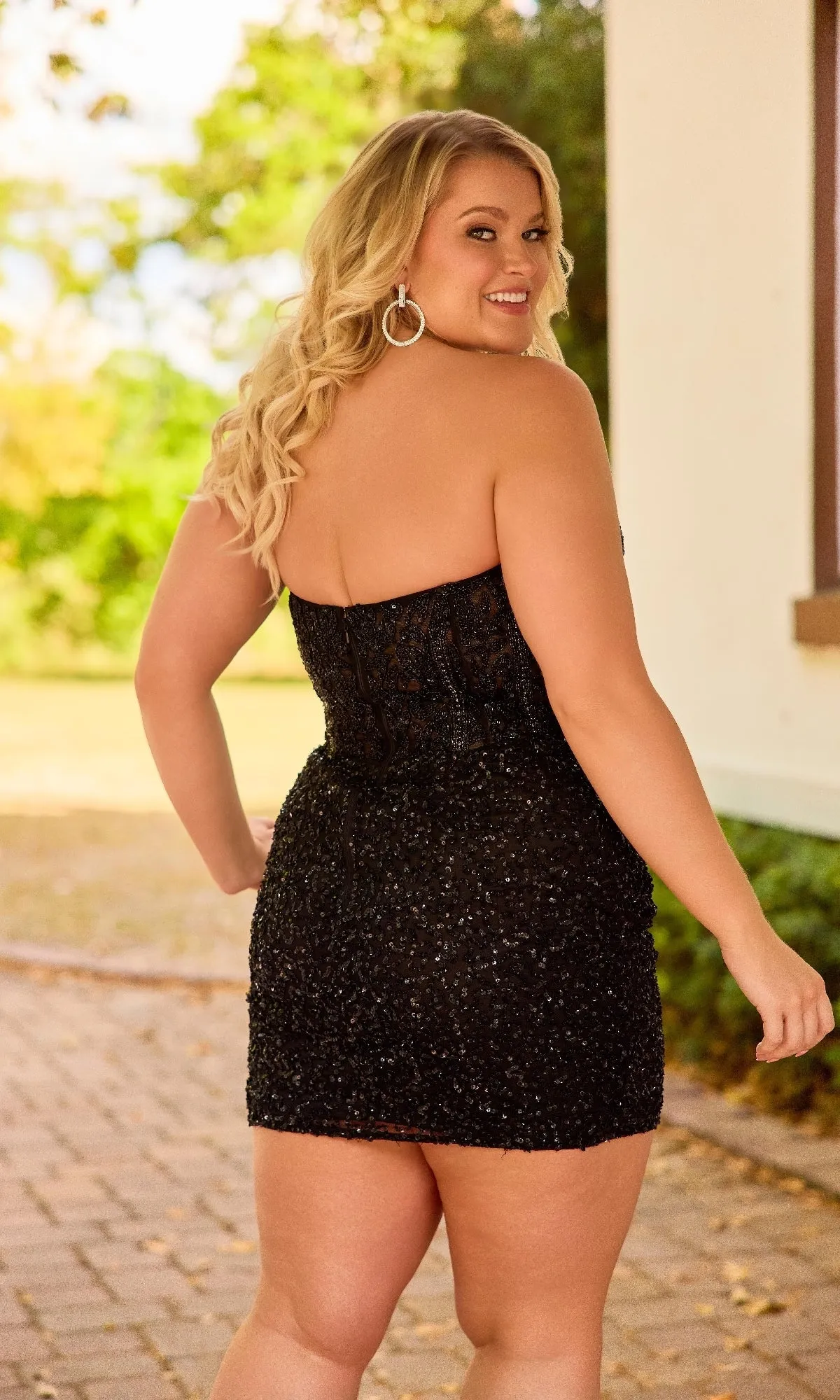 Sheer-Corset Plus Hoco Dress: Primavera 14098 sold by PromGirl product image thumbnail 2