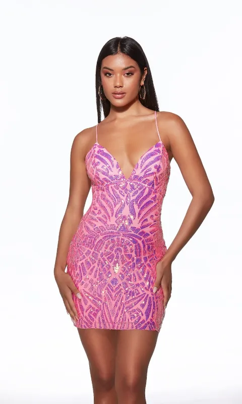 Short Homecoming Dress: Alyce 40082 sold by PromGirl