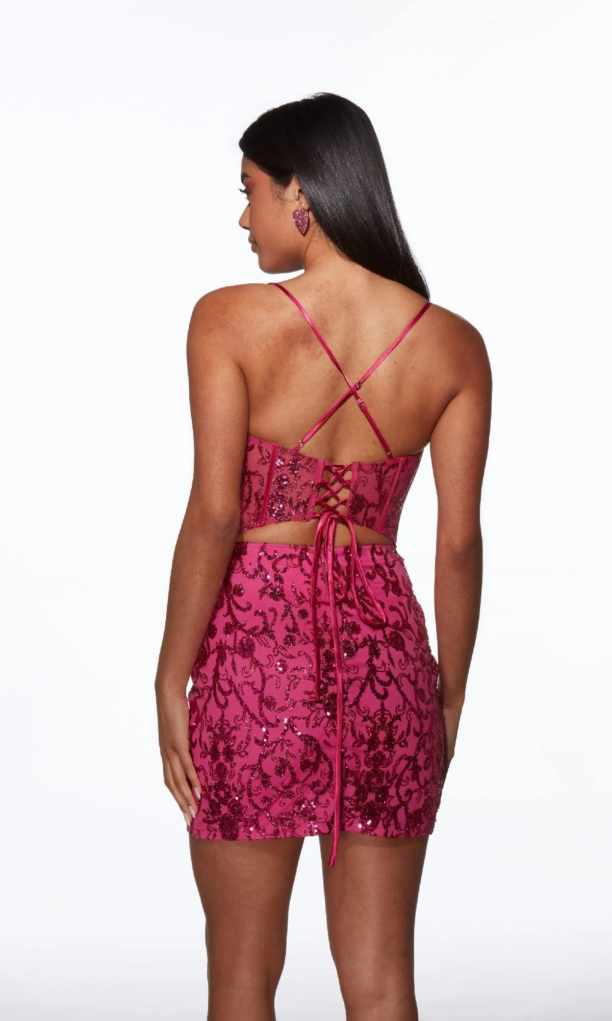 Raspberry Short Beaded Hoco Dress: Alyce 40091 sold by PromGirl product image thumbnail 2