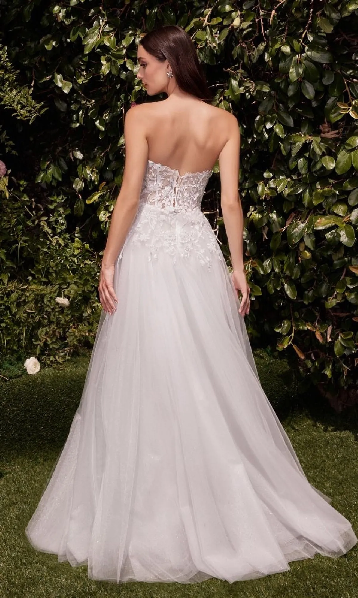 Strapless Long White Wedding Gown: Ladivine C148W sold by PromGirl product image thumbnail 2