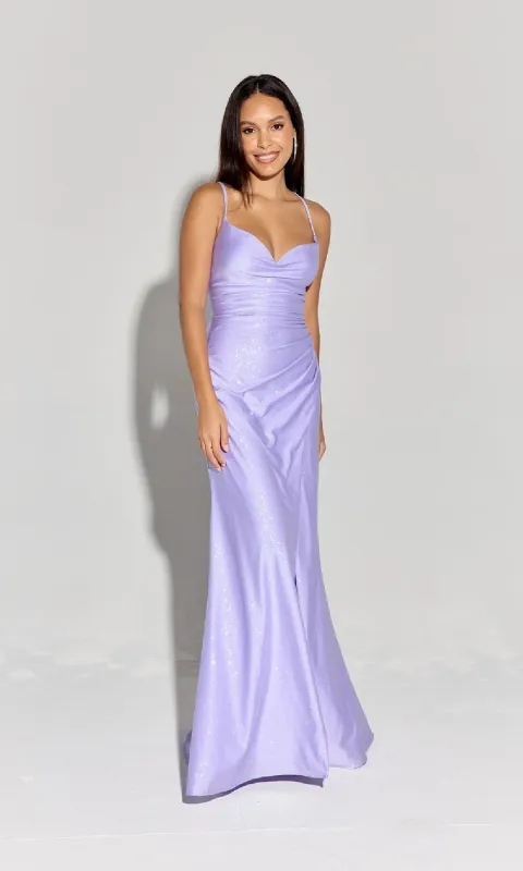 Classic Long Satin Prom Dress: Eureka EK136 sold by PromGirl