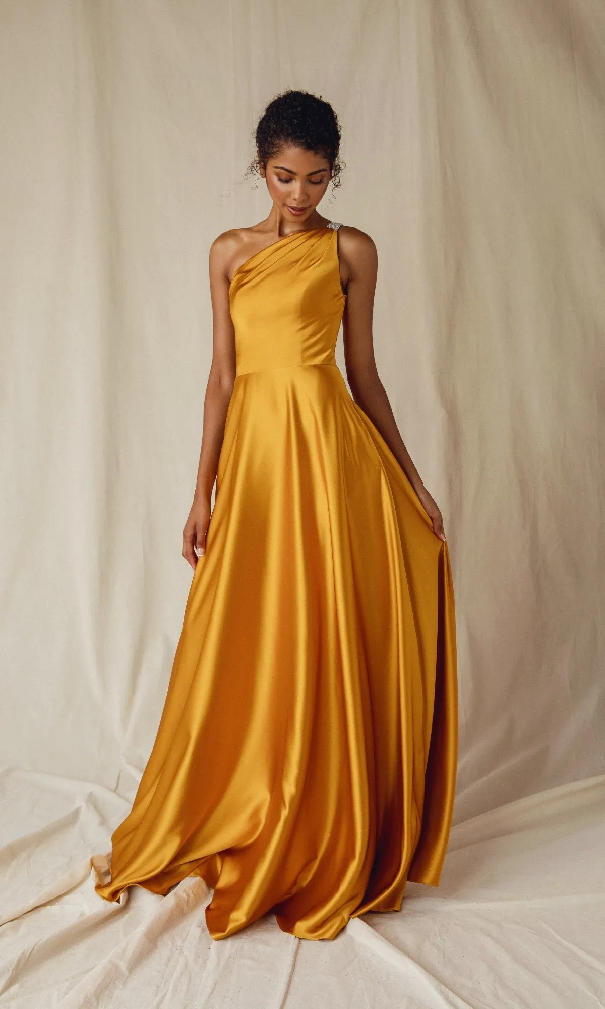 One-Shoulder Long Satin Formal Dress: Eureka 9025 sold by PromGirl product image thumbnail 5