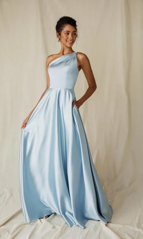 One-Shoulder Long Satin Formal Dress: Eureka 9025 sold by PromGirl